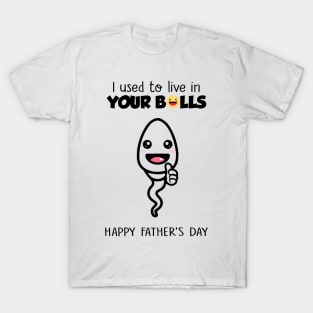 Boy Happy Father's Day I Used To Live In Your Balls T-Shirt